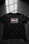 Męska Czarna Koszulka M I Love My Dog