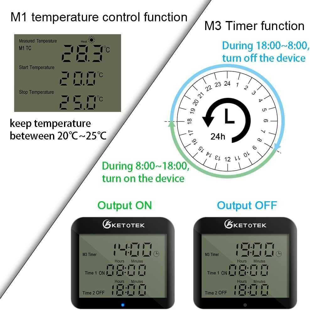 Kontroler temperatury cyfrowy z sondą Termostat Timer- KETOTEK KT3200