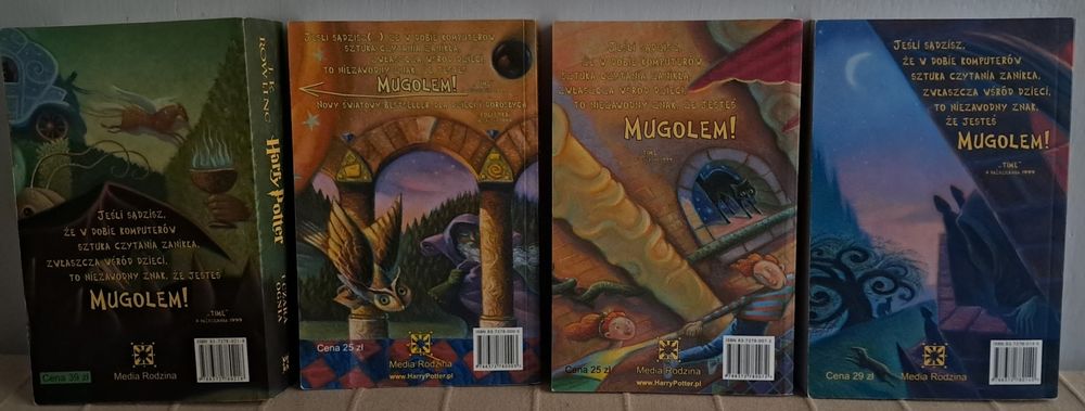 Pierwsze wydanie książek z serii ,,HARRY POTTER", 4 egz. - używane