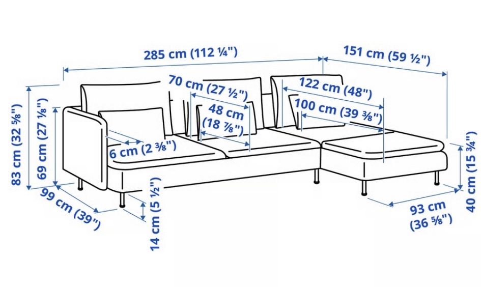 Sofá de sala com chaise lounge
