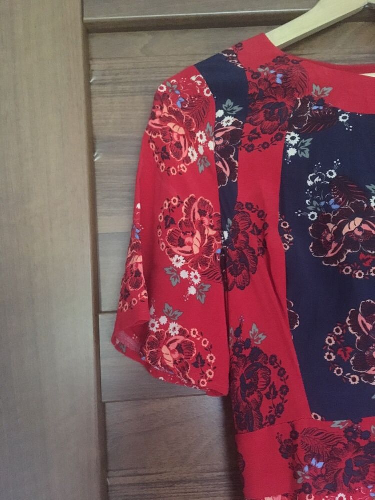 Sukienka czerwona w kwiaty rozm 36 styl boho, festiwal