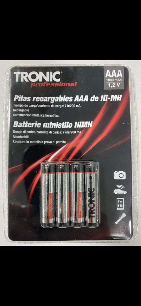 Акумулятори TRONIC ААА 1000mAh 1.2V, AA 2500mAh 1.2V, крона 250mAh 9V