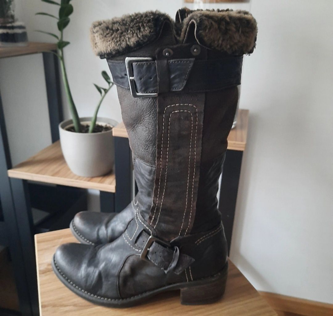 Buty Manas włoskie z futrem merynosa kozaki śniegowce