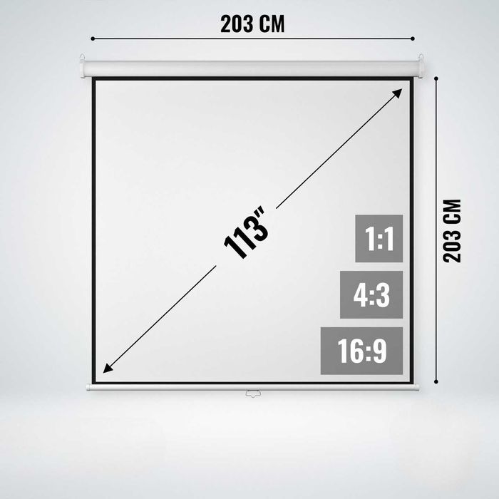 EKRAN Projekcyjny JAGO 113" projektora 203 x 203 cm