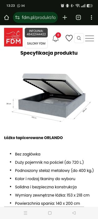 Łóżko Orlando 140x200