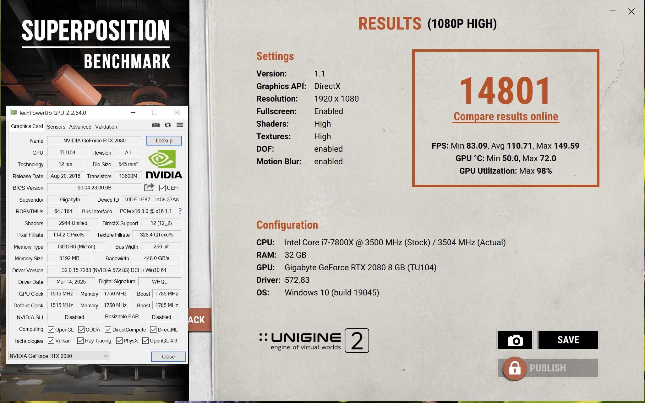 ігрова відеокарта RTX2080 8GB GDDR6 Gigabyte TURBO Edition. Trade-IN