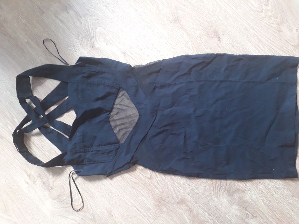 Sukienka Mini mała czarna paski siateczka sexi xS s