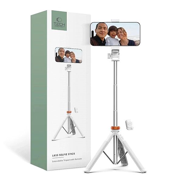 Selfie stick Tech-Protect L03S Bluetooth z pilotem, tripodem do 148cm