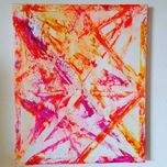 Arte em quadro pintado a mao em forma abstracta.
