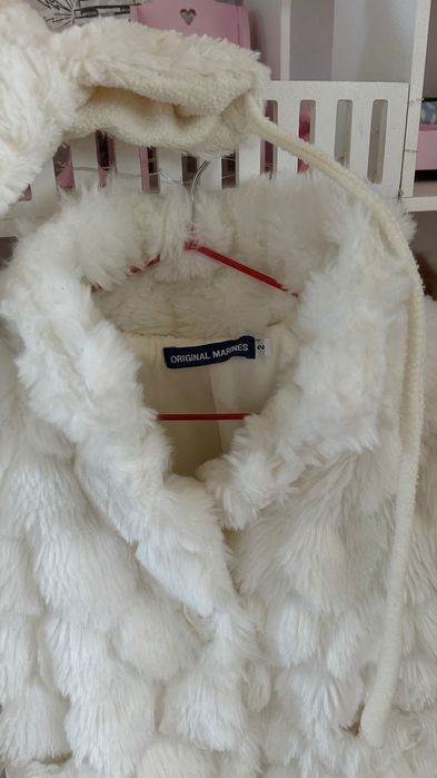 Лот 350 грн Шубка дитяча розова з хутряним хомутом 4-5 р