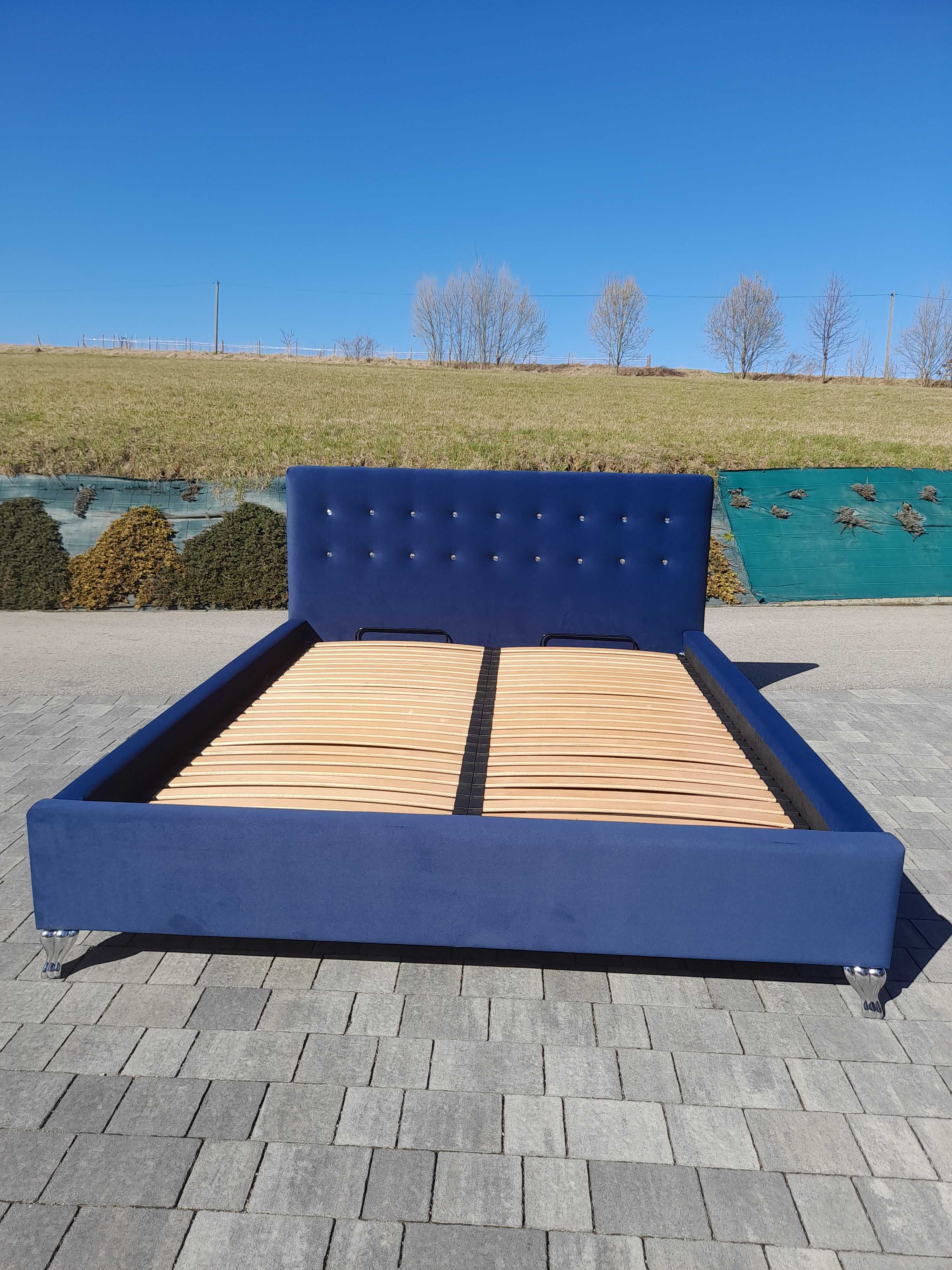Łóżko JAK NOWE 3 kolory tapicerowane MATT Velvet stelaż 160x200 pojemn