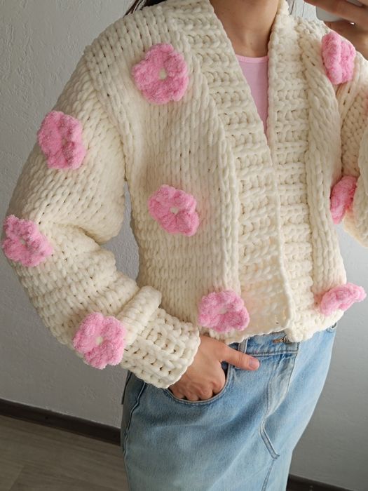 Плюшевий кардиган / В'язаний кардиган / В'язана жилетка