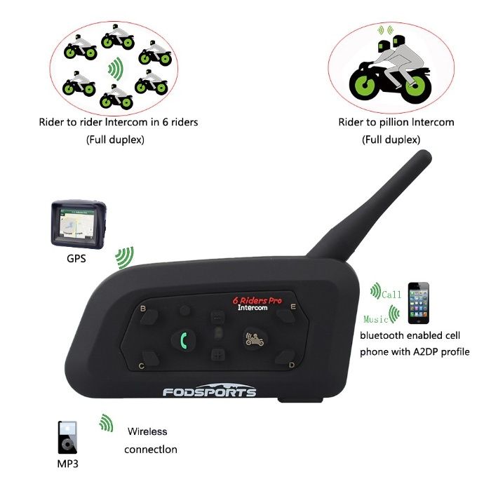 Intercomunicador Bluetooth Capacete Mota V6-1200 (1 unidade NOVA)