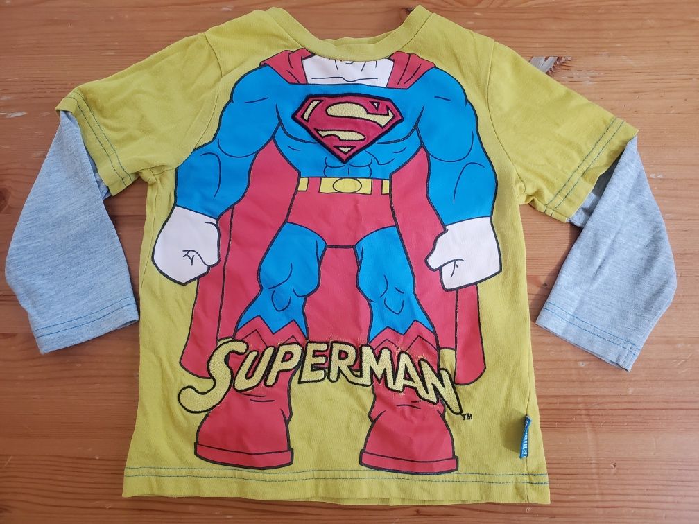 Bluzka z długim rękawem Tshirt Superman Chłopiec 2-3 lata 98cm żółta