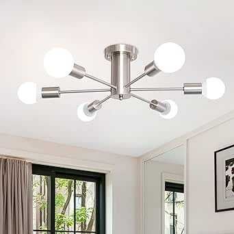 Lampa Sufitowa Vintage E27, 6-ramienna, Srebrny Nikiel Ø 56 cm