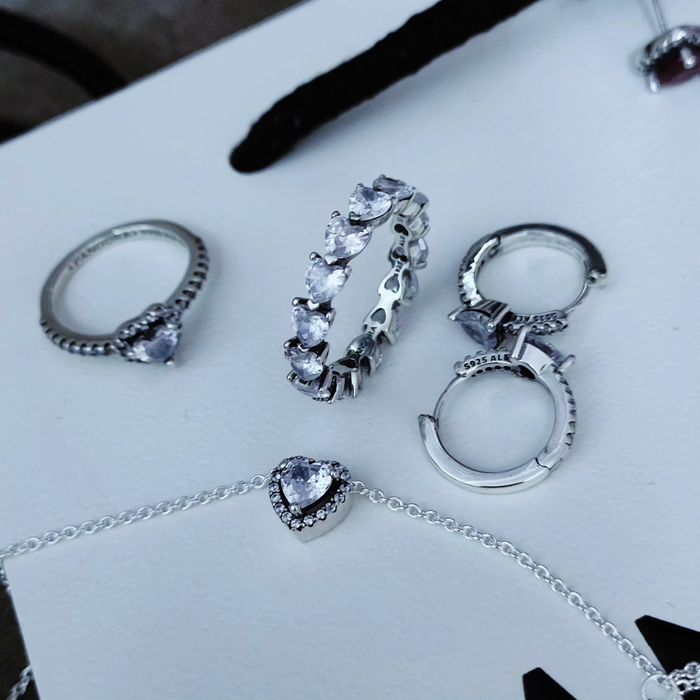 Набір комплект Пандора сережки підвіска каблучка s925