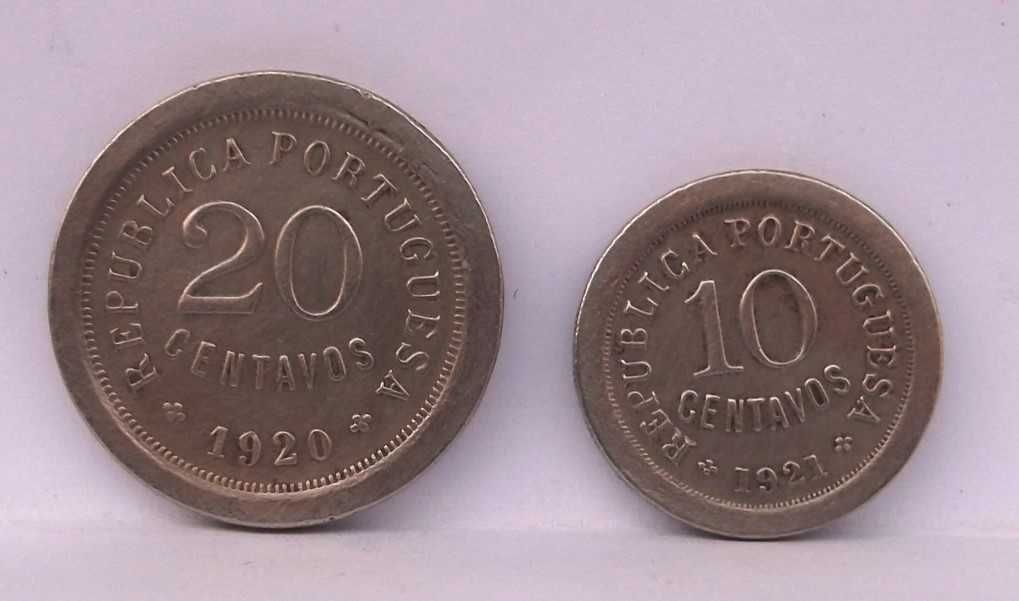 2 Moedas de Cupro-níquel de 20 e 10 Centavos