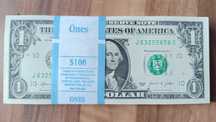100USD 100 USD Paczka bankowa Banknoty 100 x 1 dolar Amerykański $ USA