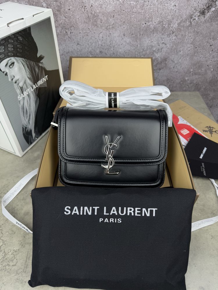 Сумка YSL Yves Saint Laurent чорна | золота та срібна фурнітура