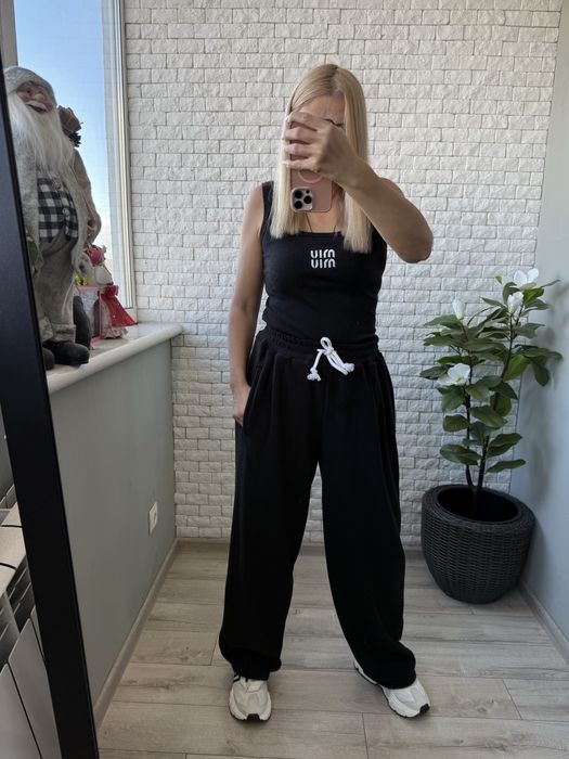 Теплі штани оверсайз тканина полар флис. Широкі теплі штани