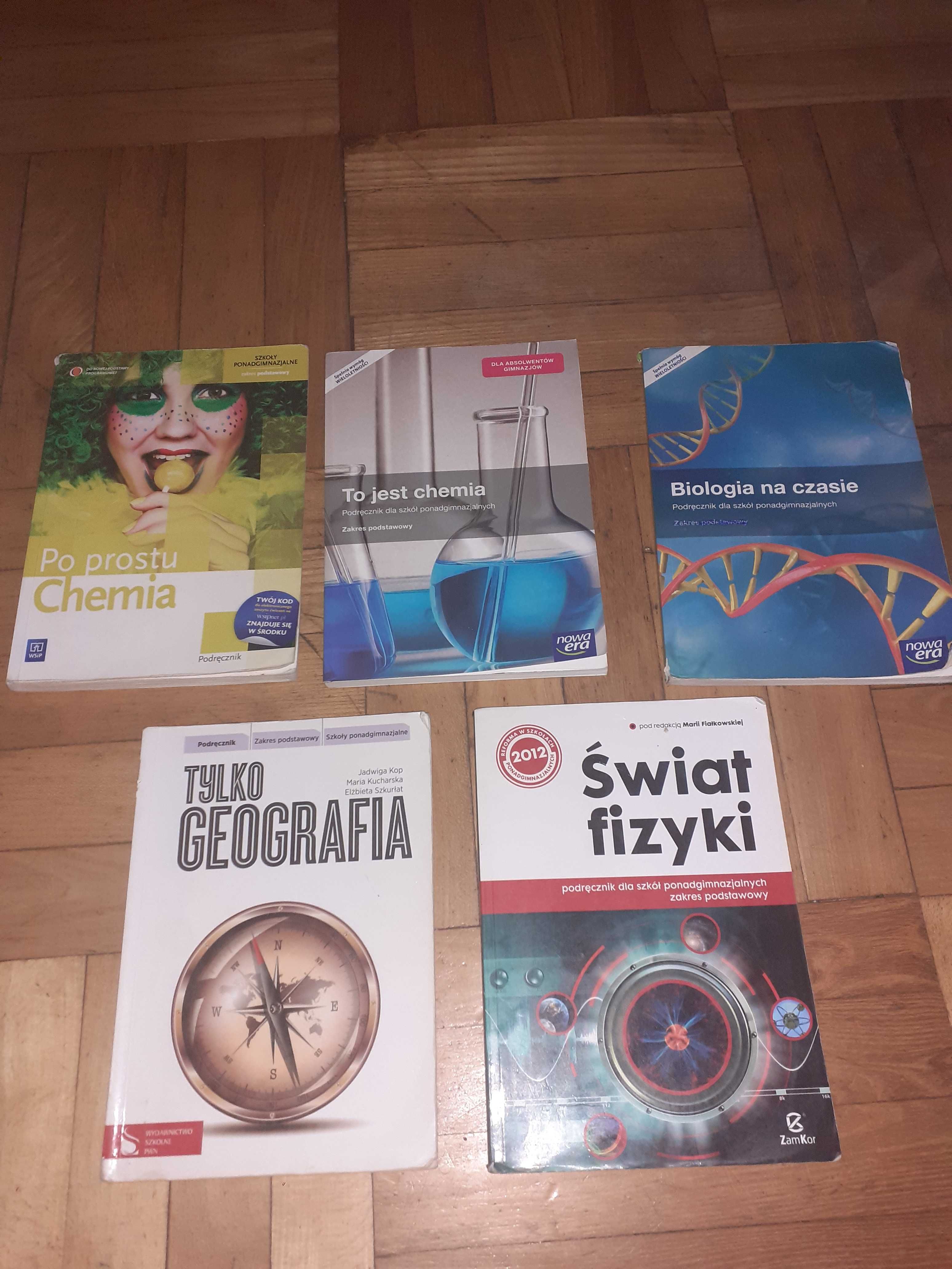 Podręcznik chemia, biologia,geografia, fizyka