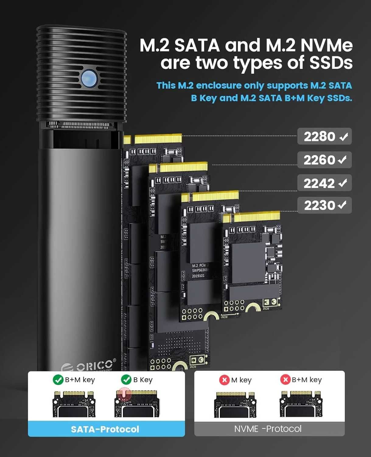 Orico M.2 PWM2 AM2C3 SATA 5Gbps m2 ssd карман Type-C