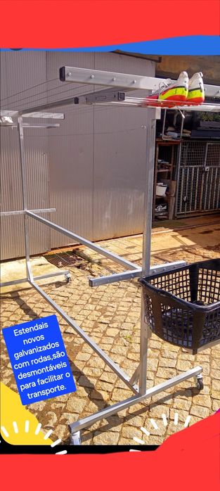 Estendais novos galvanizados com rodas.