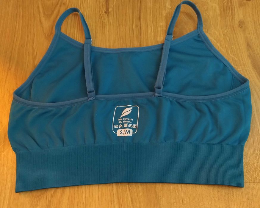 Nowy top, biustonosz sportowy bezszwowy, Oceanic-Morski, rozm. S/M.