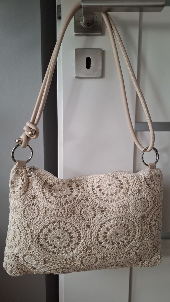 Torebka Ażurowa Crochet Beż