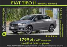 Wynajem wypożyczenie auta samochodu FIAT TIPO za 60 zł - 1799 zł mc.