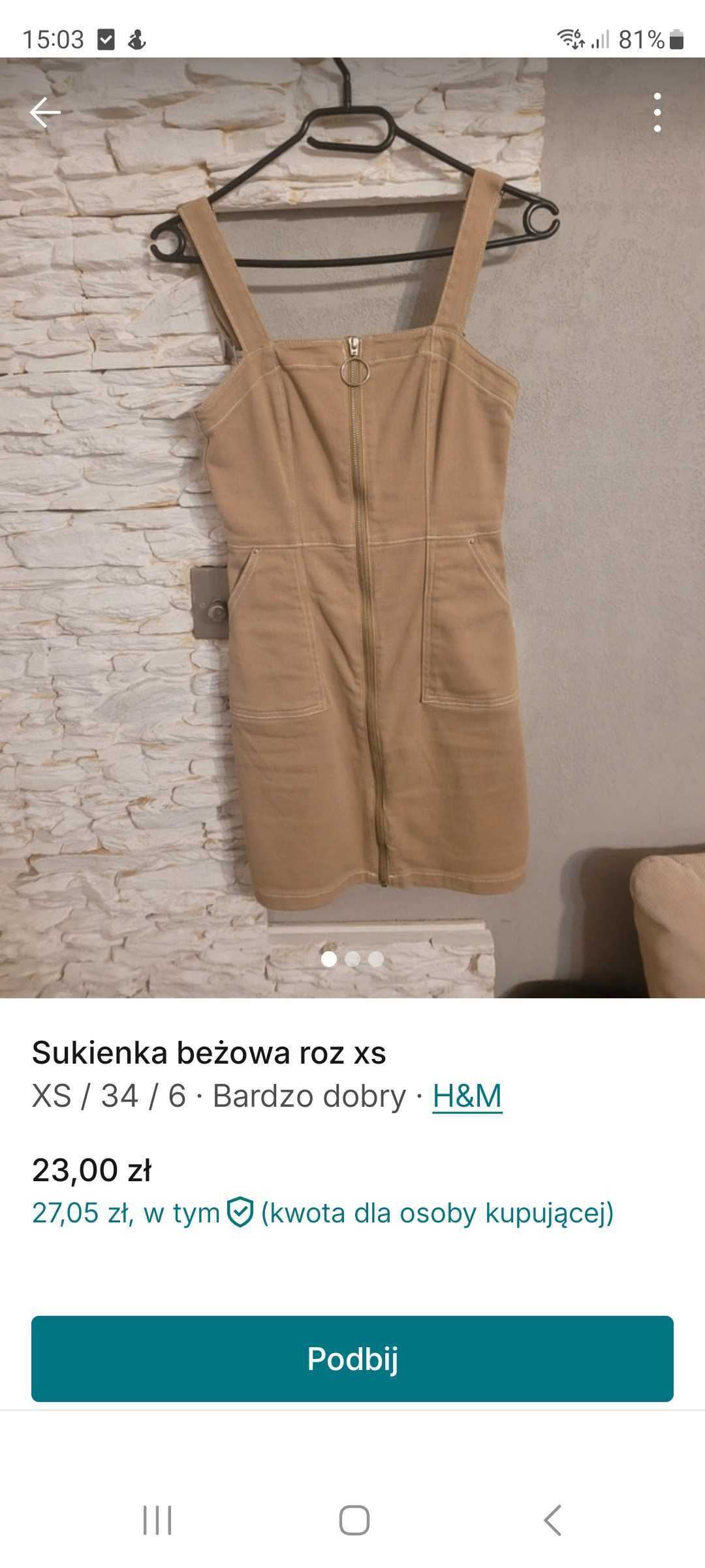 Sukienka roz xs hm