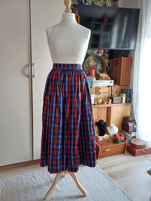 Tafta jedwabna Otto Hofer Grassau 42 XL spodnica maxi długa vint