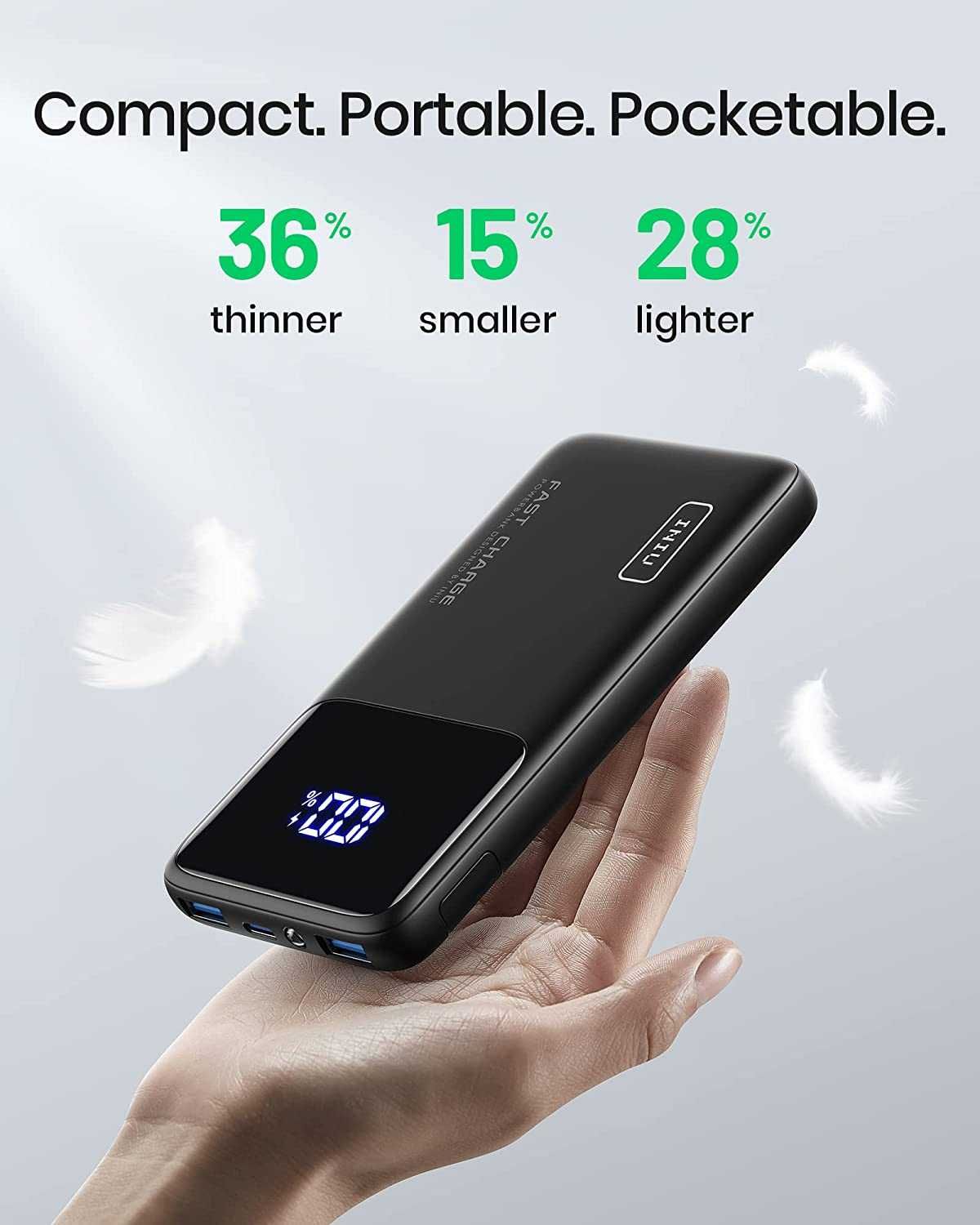 Iniu BI-B6 Powerbank 2xUSB 10500 mAh latarka 22,5W PD 3.0 i QC4.0