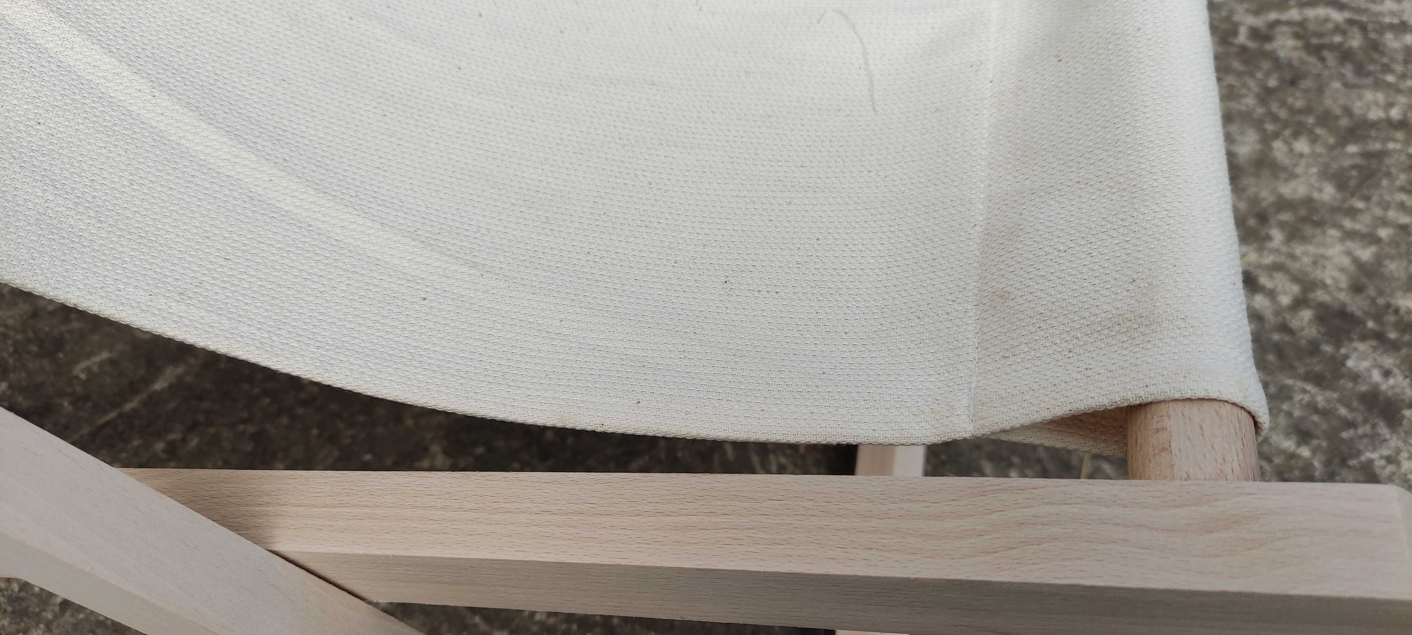 Leżak drewniany PRODUCENT tkanina  CZERWONY W PASKI oraz BEŻ