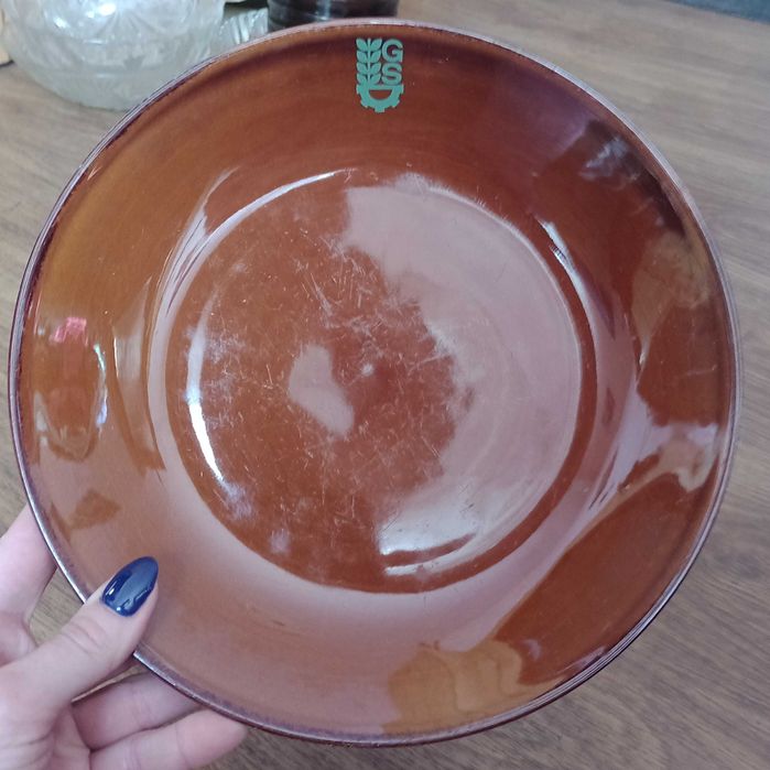 Głęboki duży talerz ,,GS'' retro Pruszków 70/80