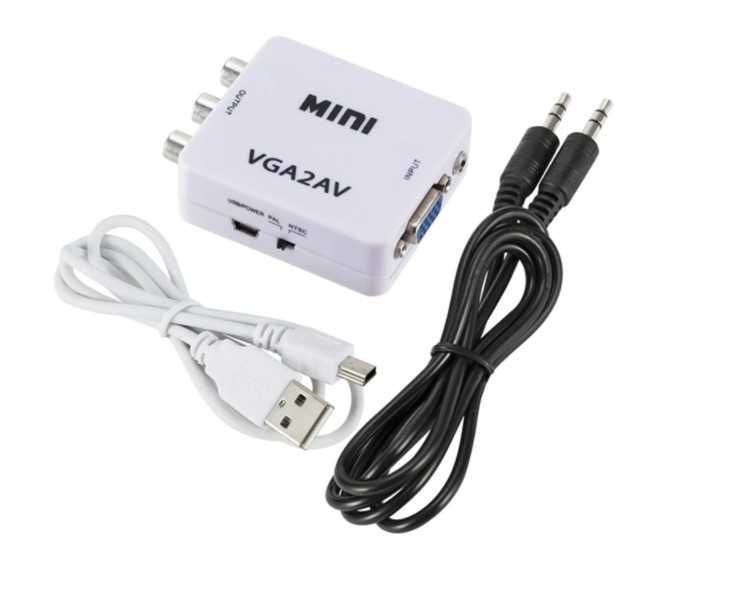 Mini Conversor VGA Para AV Com Jack Áudio 3.5mm