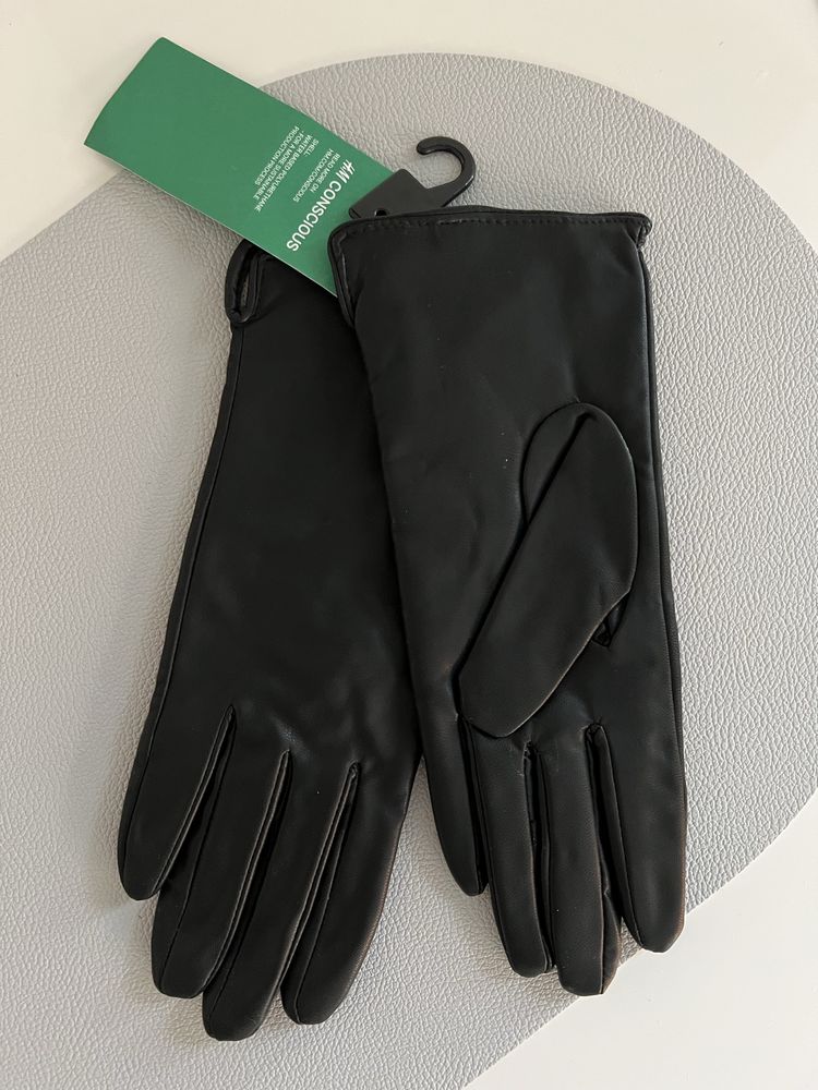 Nowe rękawiczki damskie H&M eco skóra czarne rozmiar M stan idealny