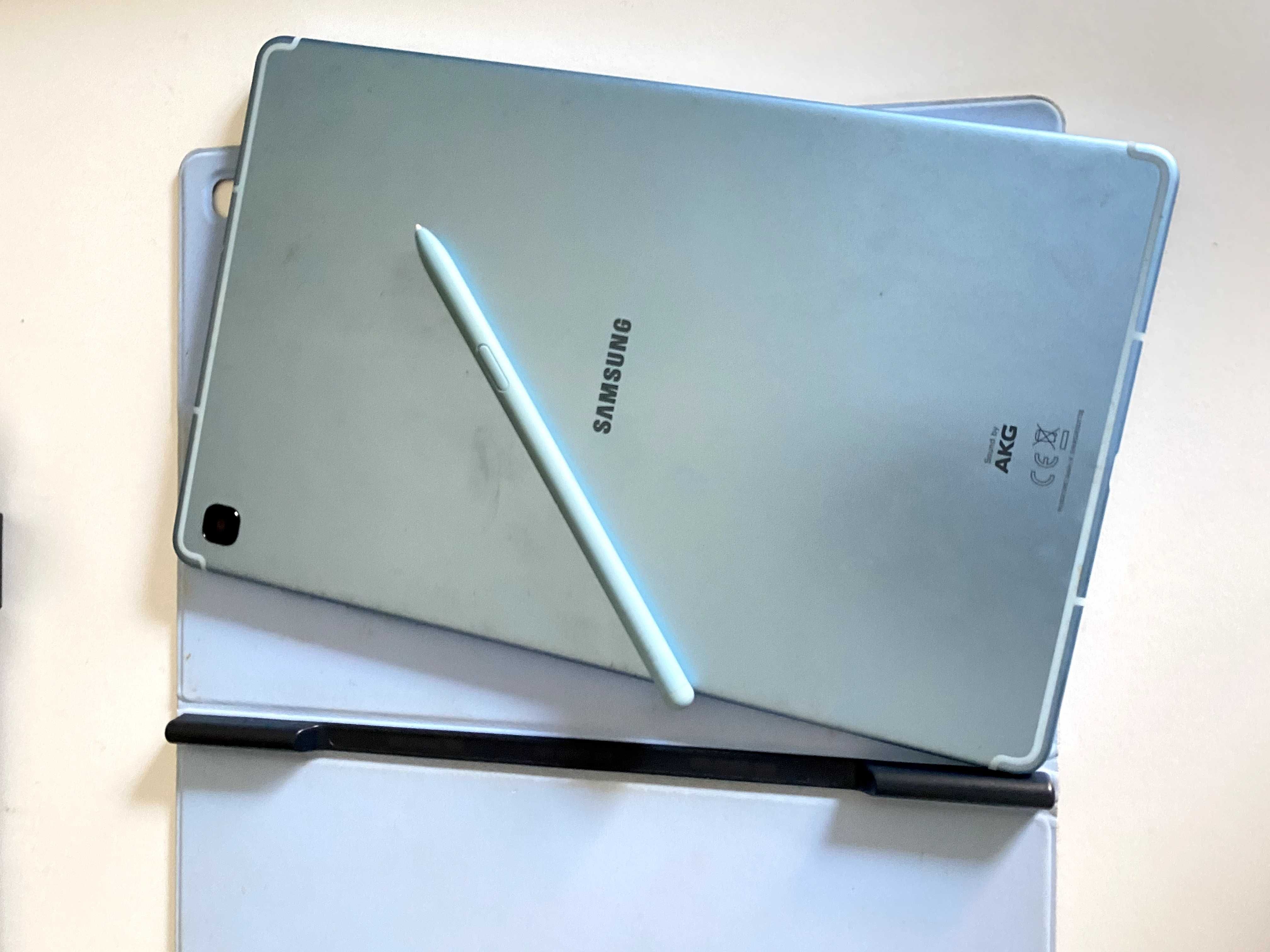 Tablet Samsung S6 lite, 128gb, azul bebé com S Pen e capa magnética