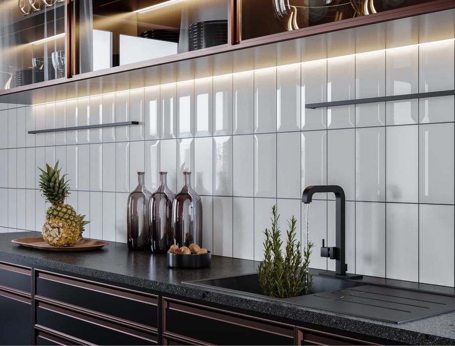 Плитка кабанчик салат., серый антрацит Golden Tile Metrotiles 10*20см