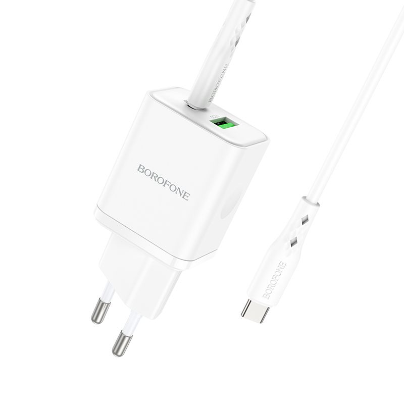 Borofone Ładowarka Sieciowa Bn7 - Usb + Typ C - Qc 3.0 Pd 20W Z Kablem