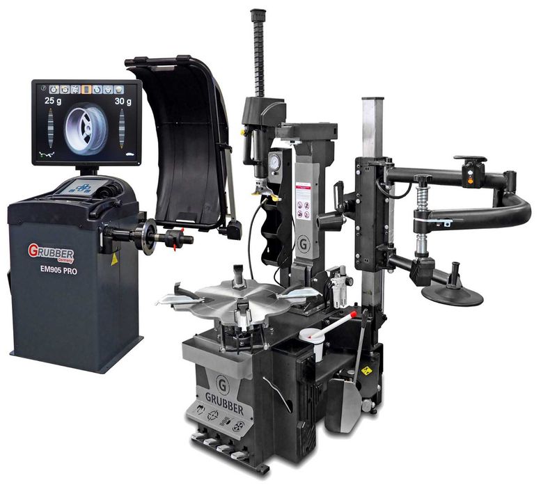 WULKANIZACJA Montażownica 2xBiegowa + Wyważarka z LASEREM Monitor