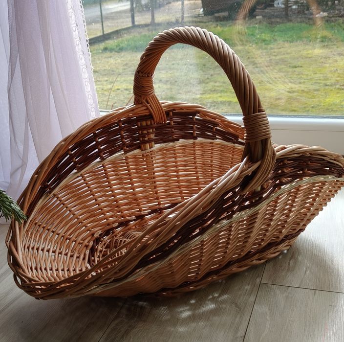 Kosz wiklinowy na drewno L,kosz kominkowy