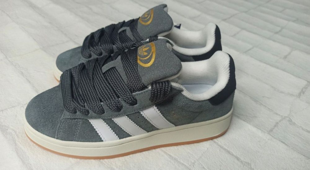 Кроссовки adidas campus серые с чёрным 815-14