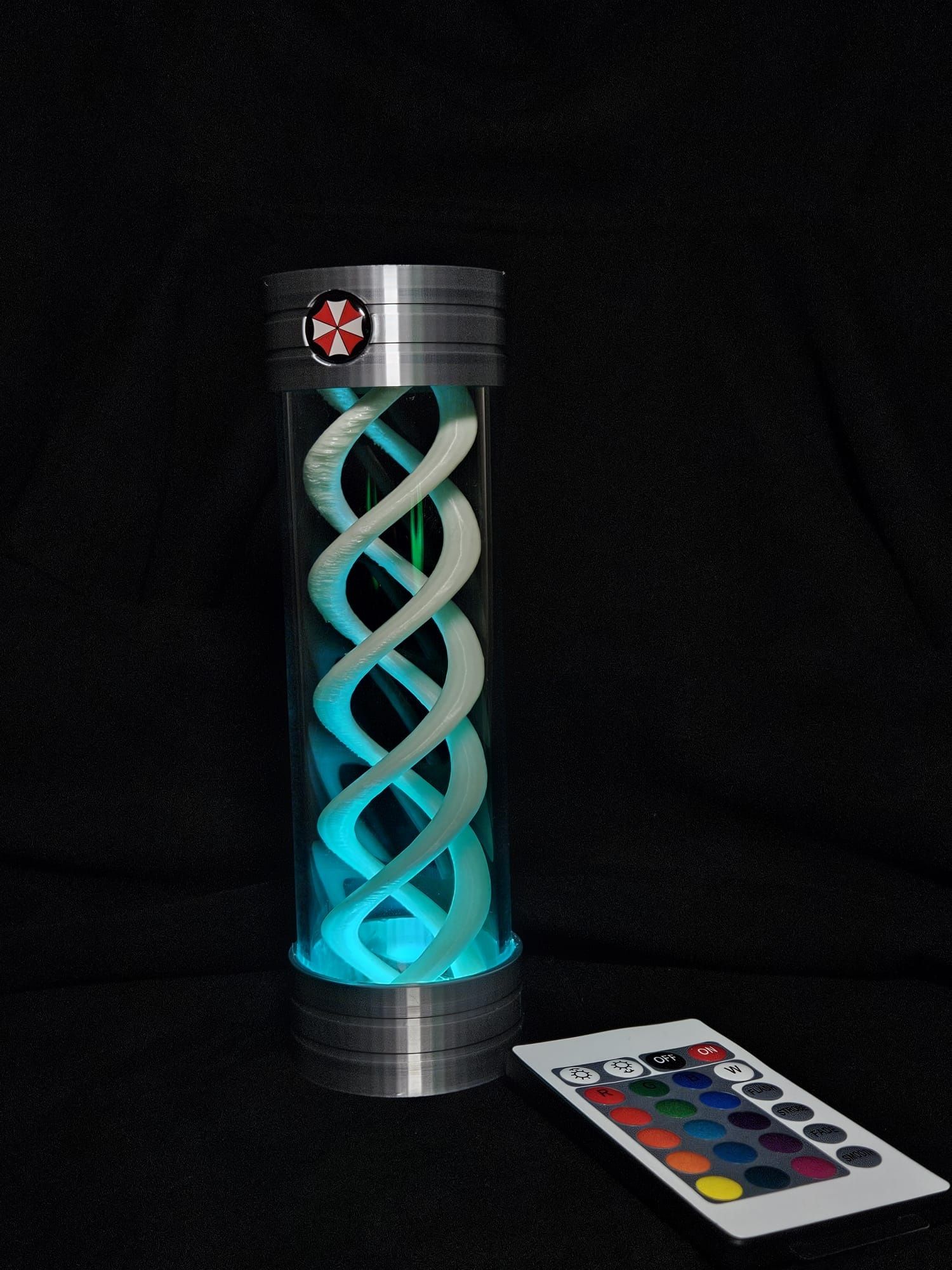 Lampada T-Virus muda de cor e filamento que brilha no escuro.