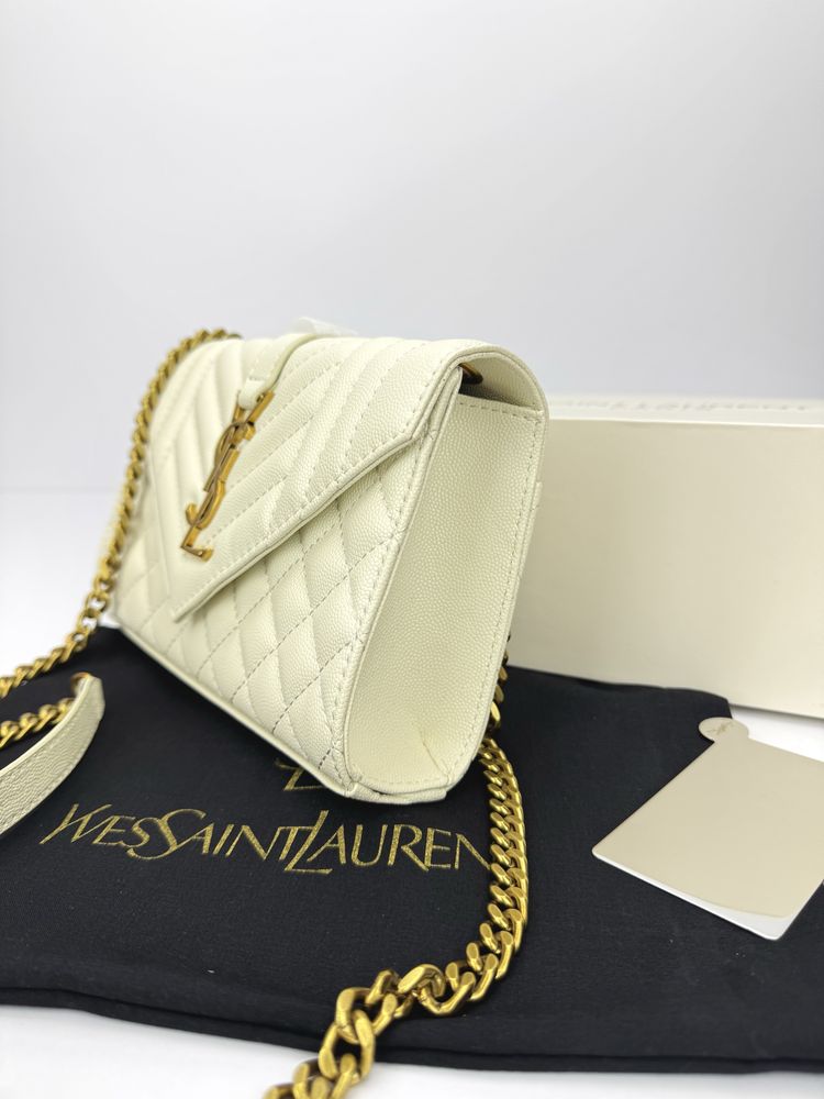 Сумка YSL Yves Saint Laurent Envelope шкіра | біла та чорна