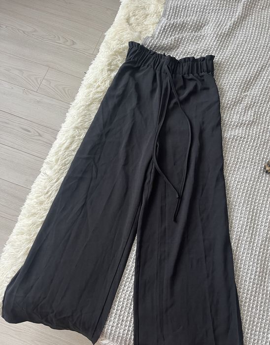 Брюки Палаццо Жіночі Легкі Бежеві/Чорні S-M Широкі