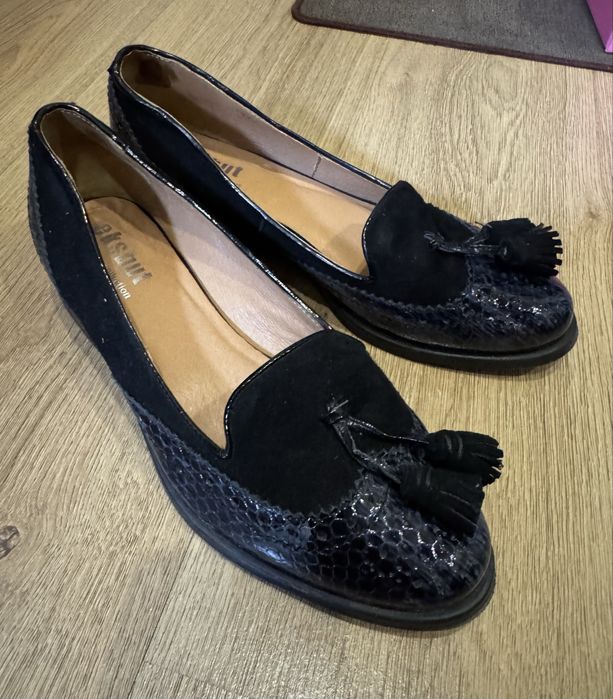 Лофери з натуральної шкіри/лак/замш