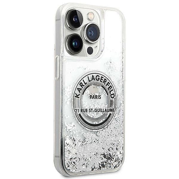Etui Karl Lagerfeld Liquid Glitter RSG na iPhone 14 Pro Max - srebrne