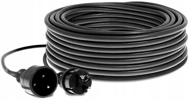 PRZEDŁUŻACZ BUDOWLANY Ogrodowy Gruby 3 x 2,5mm 30m czarny kabel