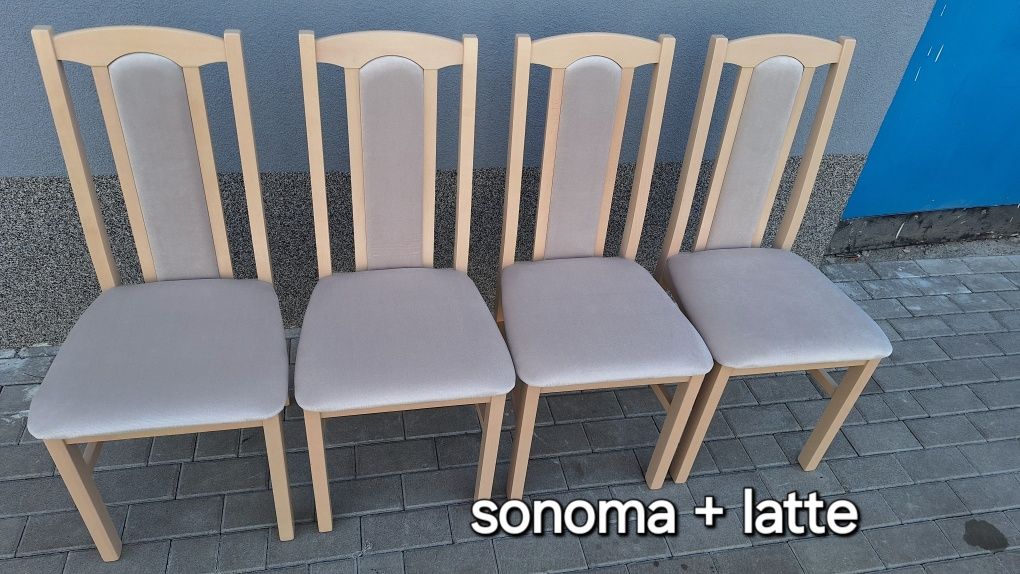 Nowe: Stół rozkładany + 6 krzeseł, sonoma + latte, od ręki, dostawa